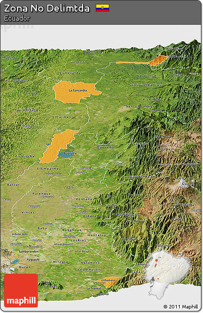 Political Panoramic Map of Zona No Delimtda, satellite outside