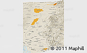Political Panoramic Map of Zona No Delimtda, shaded relief outside