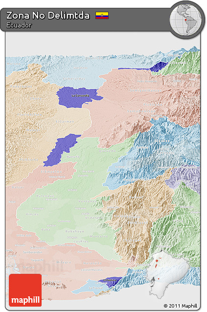 Political Shades Panoramic Map of Zona No Delimtda, lighten