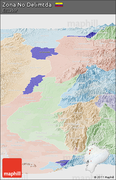 Political Shades Panoramic Map of Zona No Delimtda, lighten