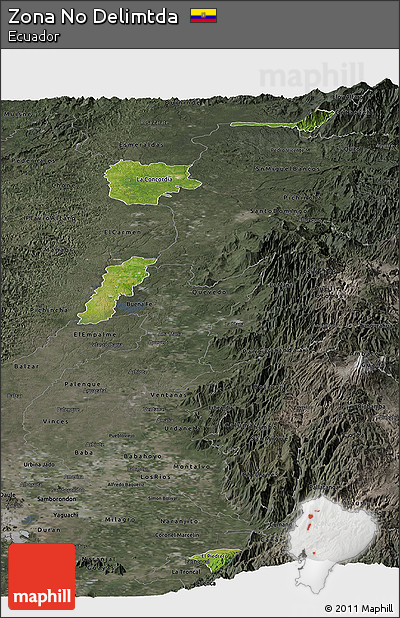 Satellite Panoramic Map of Zona No Delimtda, darken, semi-desaturated