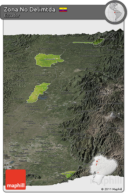 Satellite Panoramic Map of Zona No Delimtda, darken, semi-desaturated