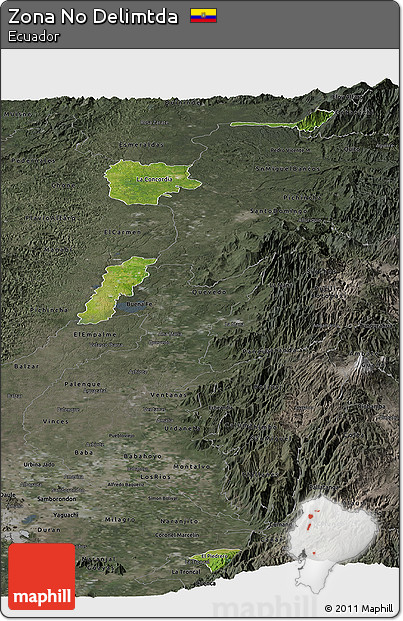 Satellite Panoramic Map of Zona No Delimtda, darken, semi-desaturated