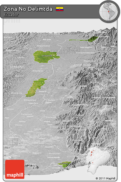 Satellite Panoramic Map of Zona No Delimtda, lighten, desaturated