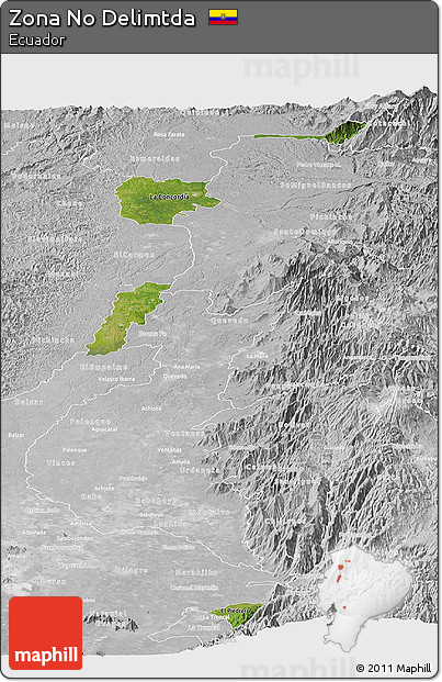 Satellite Panoramic Map of Zona No Delimtda, lighten, desaturated