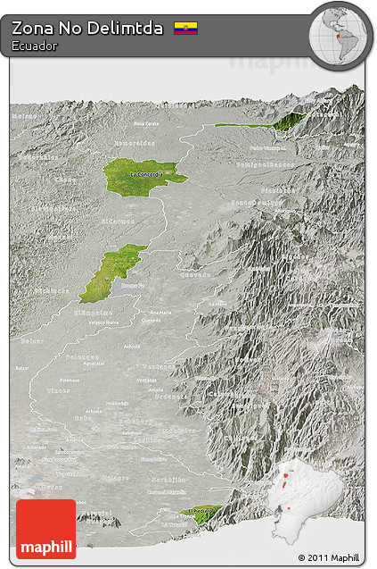Satellite Panoramic Map of Zona No Delimtda, lighten, semi-desaturated