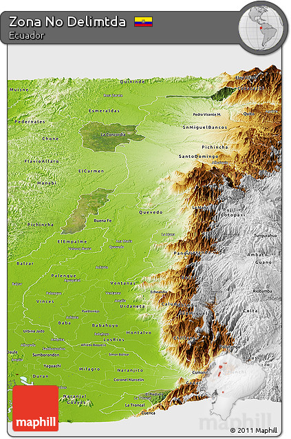 Satellite Panoramic Map of Zona No Delimtda, physical outside