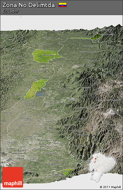 Satellite Panoramic Map of Zona No Delimtda, semi-desaturated