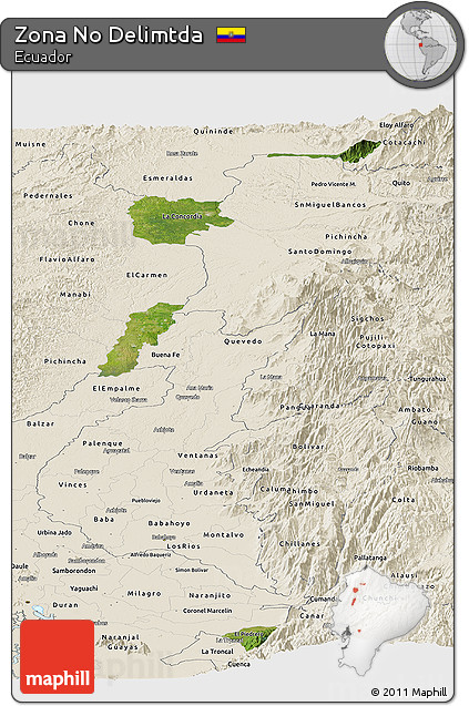Satellite Panoramic Map of Zona No Delimtda, shaded relief outside