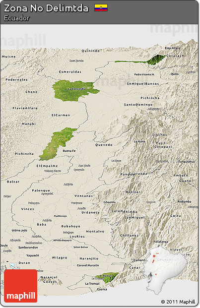 Satellite Panoramic Map of Zona No Delimtda, shaded relief outside