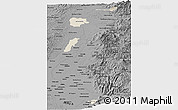 Shaded Relief Panoramic Map of Zona No Delimtda, darken, desaturated