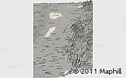Shaded Relief Panoramic Map of Zona No Delimtda, darken, semi-desaturated