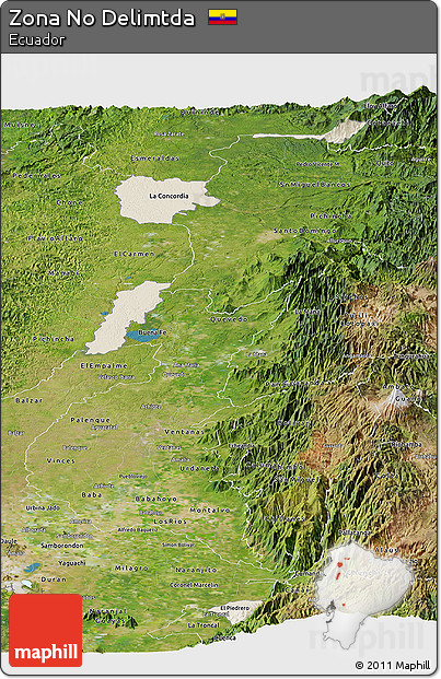 Shaded Relief Panoramic Map of Zona No Delimtda, satellite outside