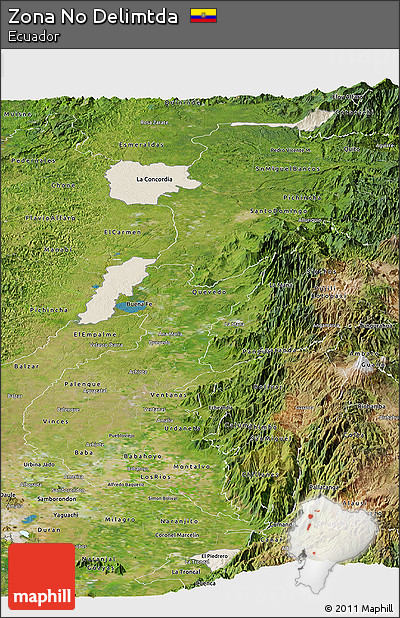 Shaded Relief Panoramic Map of Zona No Delimtda, satellite outside