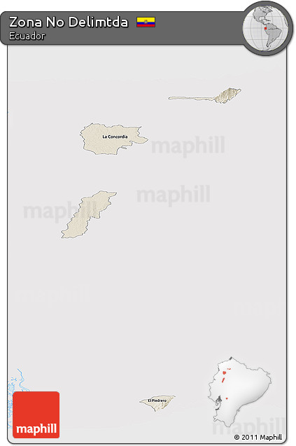 Shaded Relief Panoramic Map of Zona No Delimtda, single color outside