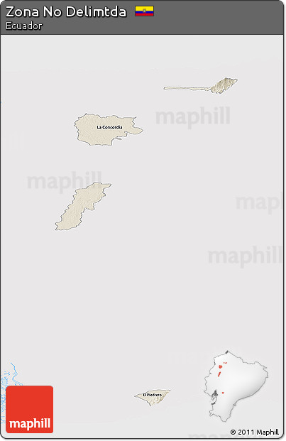Shaded Relief Panoramic Map of Zona No Delimtda, single color outside