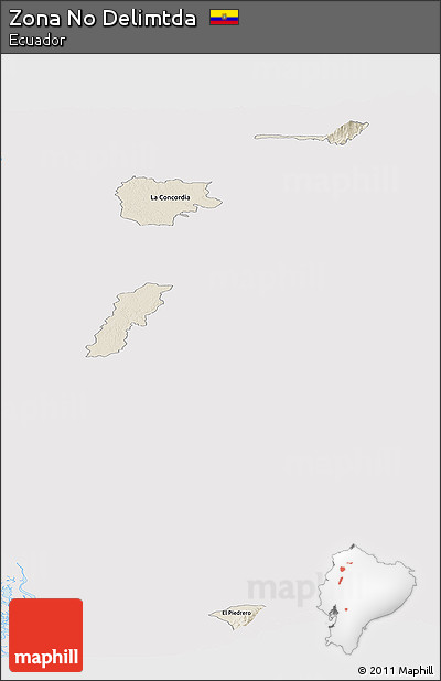 Shaded Relief Panoramic Map of Zona No Delimtda, single color outside