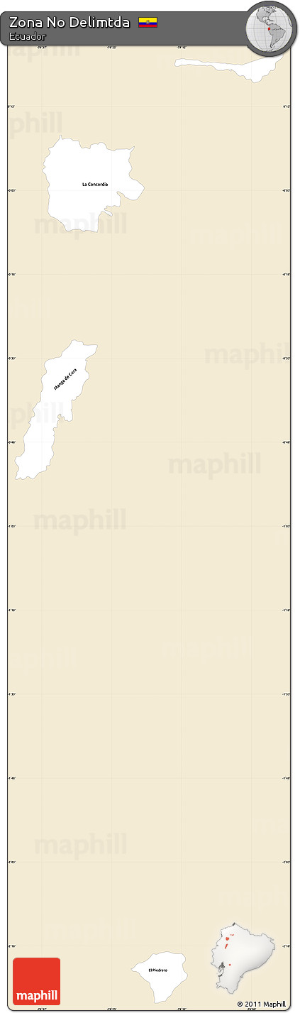 Classic Style Simple Map of Zona No Delimtda, single color outside