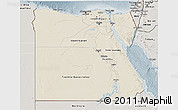 Shaded Relief 3D Map of Egypt, semi-desaturated