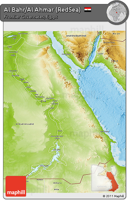 Physical 3D Map of Al Bahr/Al Ahmar (RedSea)