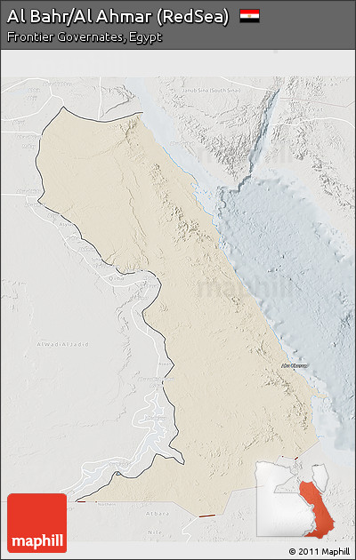 Shaded Relief 3D Map of Al Bahr/Al Ahmar (RedSea), lighten, semi-desaturated