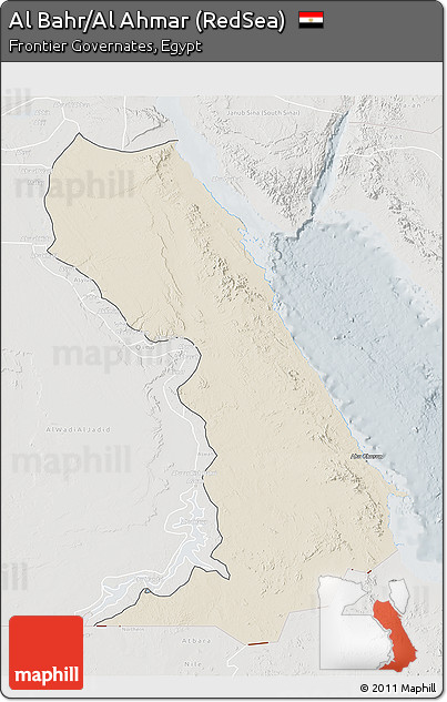 Shaded Relief 3D Map of Al Bahr/Al Ahmar (RedSea), lighten, semi-desaturated