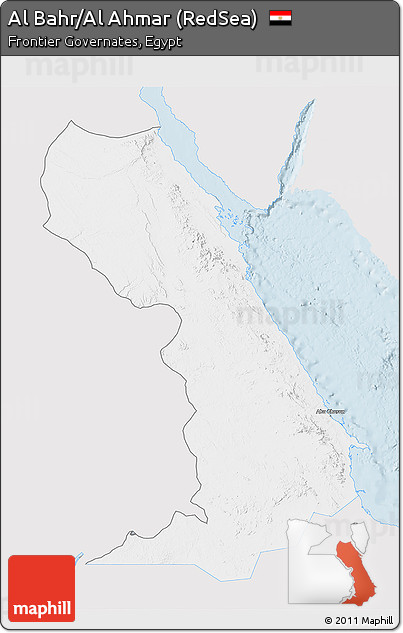 Silver Style 3D Map of Al Bahr/Al Ahmar (RedSea), single color outside