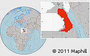 Gray Location Map of Al Bahr/Al Ahmar (RedSea), highlighted parent region, hill shading