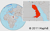 Gray Location Map of Al Bahr/Al Ahmar (RedSea)