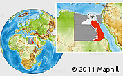 Physical Location Map of Al Bahr/Al Ahmar (RedSea), highlighted country, highlighted parent region, within the entire country