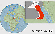 Savanna Style Location Map of Al Bahr/Al Ahmar (RedSea), highlighted country, highlighted parent region, hill shading