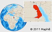 Shaded Relief Location Map of Al Bahr/Al Ahmar (RedSea)