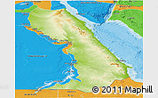 Physical Panoramic Map of Al Bahr/Al Ahmar (RedSea), political outside
