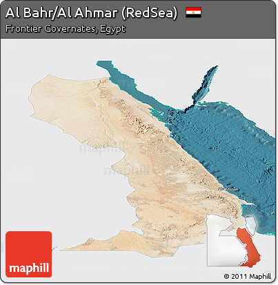 Satellite Panoramic Map of Al Bahr/Al Ahmar (RedSea), single color outside