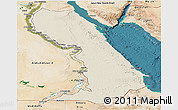 Shaded Relief Panoramic Map of Al Bahr/Al Ahmar (RedSea), satellite outside