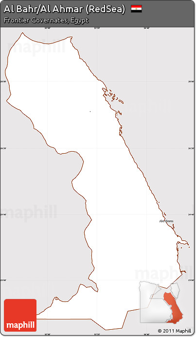Classic Style Simple Map of Al Bahr/Al Ahmar (RedSea), cropped outside
