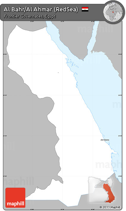 Gray Simple Map of Al Bahr/Al Ahmar (RedSea), single color outside