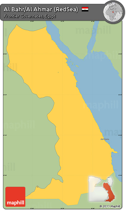 Savanna Style Simple Map of Al Bahr/Al Ahmar (RedSea), single color outside