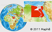 Physical Location Map of Frontier Governates, highlighted country, within the entire country