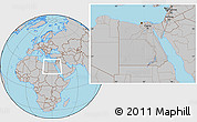 Gray Location Map of Egypt, hill shading inside