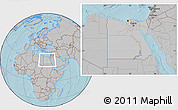 Gray Location Map of Egypt, hill shading outside