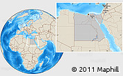 Gray Location Map of Egypt, shaded relief outside