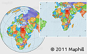Political Location Map of Egypt, within the entire continent