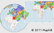 Political Location Map of Egypt, highlighted continent, within the entire continent