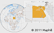 Political Location Map of Egypt, lighten, desaturated