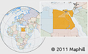 Political Location Map of Egypt, lighten, semi-desaturated