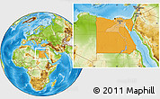 Political Location Map of Egypt, physical outside