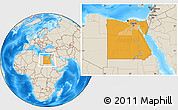 Political Location Map of Egypt, shaded relief outside