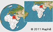 Satellite Location Map of Egypt, highlighted continent, within the entire continent