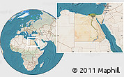 Satellite Location Map of Egypt, lighten, land only